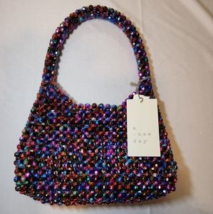 New Crosshatch Beaded Clutch Bag Women Purse - A New Day